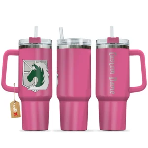 Military Police Brigade 40oz Pink Valentines Tumbler With Handle Personalized Anime Cup