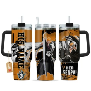 Ichigo Kurosaki 40oz Travel Tumbler With Handle Personalized Valentines Senpai Waifu Collection