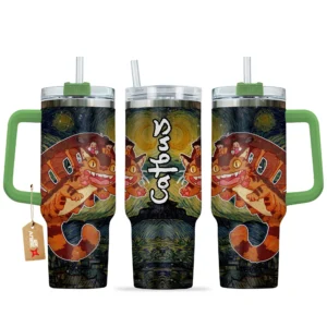Catbus 40oz Travel Tumbler With Handle Personalized Starry Night Collection