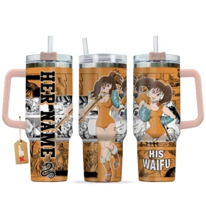 Diane 40oz Travel Tumbler With Handle Personalized Valentines Senpai Waifu Collection
