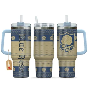 Blue Rose 40oz Travel Tumbler With Handle Custom Anime Accessories