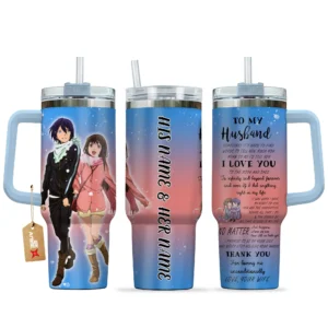 Yato & Hiyori 40oz Travel Tumbler With Handle Personalized To My Love Valentines Collection