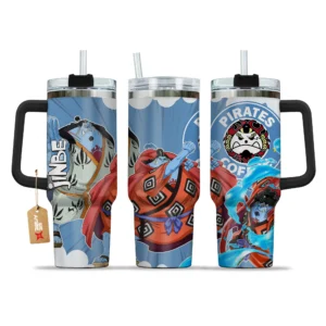 Jinbe Personalized Name Coffee 40oz Tumbler Cup With Handle Custom Anime