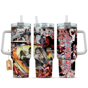 Kenpachi Zaraki 40oz Tumbler Cup With Handle Custom Manga Art Personalized Name