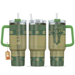 Green Mantis 40oz Travel Tumbler With Handle Custom Anime Accessories