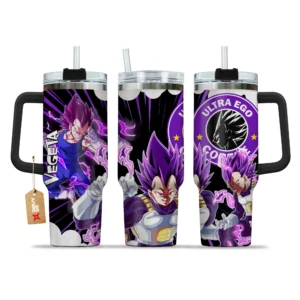 Vegeta Ultra Ego Coffee 40oz Tumbler Cup With Handle Custom Personalized Name