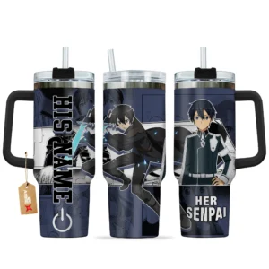 Kirito 40oz Travel Tumbler With Handle Personalized Valentines Senpai Waifu Collection