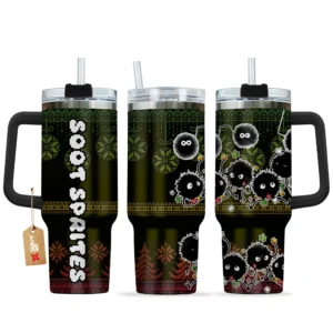 Soot Sprites 40oz Travel Tumbler With Handle Custom Anime Accessories