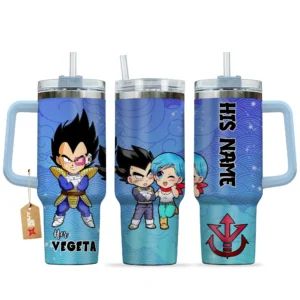 Vegeta 40oz Travel Tumbler With Handle Personalized Her and His Valentines Collection