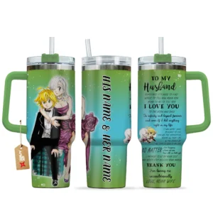Meliodas & Elizabeth 40oz Travel Tumbler With Handle Personalized To My Love Valentines Collection