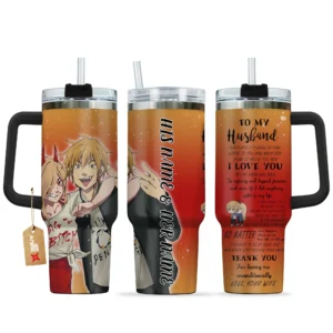 Denji & Power 40oz Travel Tumbler With Handle Personalized To My Love Valentines Collection