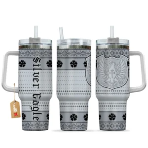 Silver Eagle 40oz Travel Tumbler With Handle Custom Anime Accessories