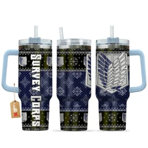 Survey Corps 40oz Travel Tumbler With Handle Custom Anime Accessories