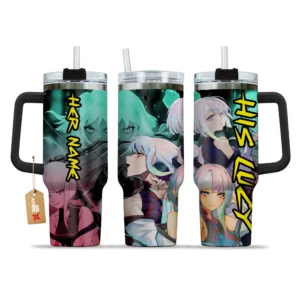 His Lucy 40oz Travel Tumbler With Handle Personalized Anime Valentines Cup