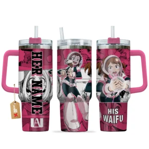 Ochaco Uraraka 40oz Travel Tumbler With Handle Personalized Valentines Senpai Waifu Collection