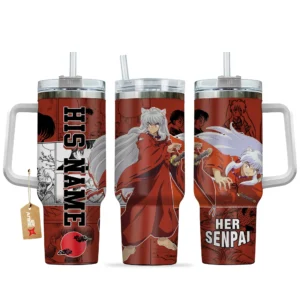 InuYasha 40oz Travel Tumbler With Handle Personalized Valentines Senpai Waifu Collection