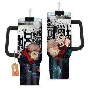 Yuji Itadori 40oz Travel Tumbler With Handle Custom Anime Accessories