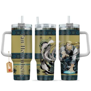 Van Hohenheim 40oz Travel Tumbler With Handle Custom Anime Accessories
