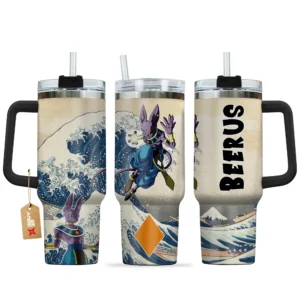 Beerus Personalized 40oz Travel Tumbler With Handle Kanagawa Collection