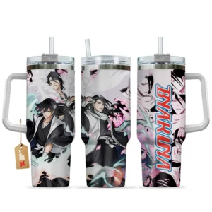 Byakuya Kuchiki 40oz Tumbler Cup With Handle Custom Manga Art Personalized Name