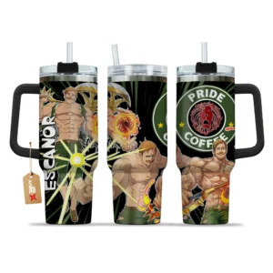 Escanor Coffee 40oz Tumbler Cup With Handle Custom Personalized Name