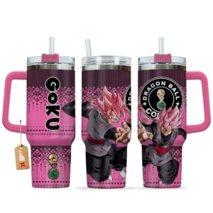Goku Black Rose 40oz Travel Tumbler With Handle Custom Anime Accessories