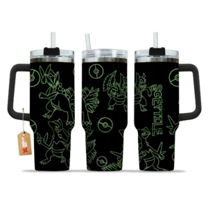 Sceptile 40oz Tumbler Cup With Handle Custom Personalized Name