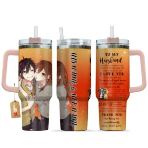 Izumi & Hori 40oz Travel Tumbler With Handle Personalized To My Love Valentines Collection