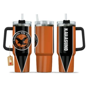 Karasuno Teams 40oz Travel Tumbler With Handle Personalized Custom Anime Cup