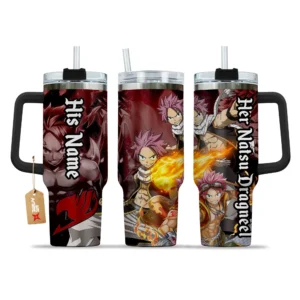 Her Natsu Dragneel 40oz Travel Tumbler With Handle Personalized Anime Valentines Cup