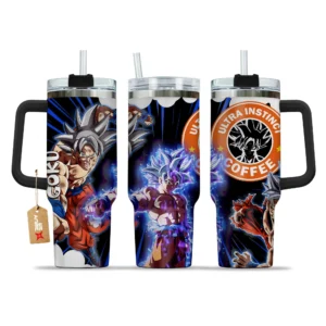 Goku Ultra Instinct Coffee 40oz Tumbler Cup With Handle Custom Personalized Name