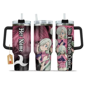 His Elizabeth Liones 40oz Travel Tumbler With Handle Personalized Anime Valentines Cup
