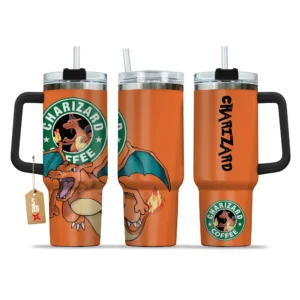 Charizard Coffee 40oz Travel Tumbler With Handle Personalized Anime Accessories