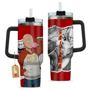 Saitama 40oz Travel Tumbler With Handle Custom Anime Cup