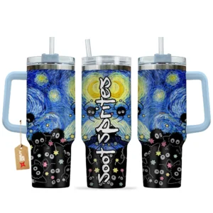 Soot Sprites 40oz Travel Tumbler With Handle Personalized Starry Night Collection
