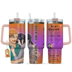 Escanor & Merlin 40oz Travel Tumbler With Handle Personalized To My Love Valentines Collection