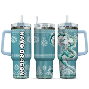 Haku Dragon 40oz Travel Tumbler With Handle Custom Anime Accessories