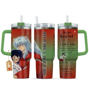 Inuyasha & Kagome 40oz Travel Tumbler With Handle Personalized To My Love Valentines Collection