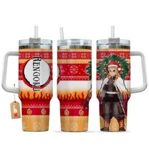 Kyojuro 40oz Travel Tumbler With Handle Custom Anime Accessories