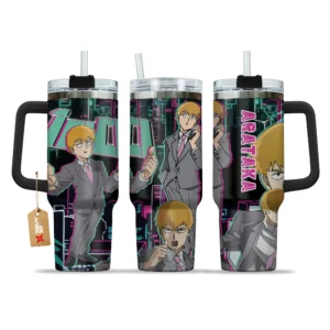 Arataka Reigen 40oz Travel Tumbler With Handle Personalized Anime Accessories