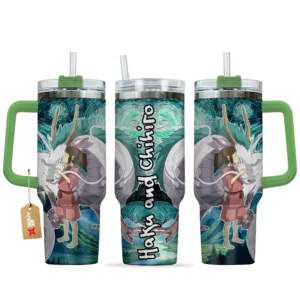 Haku and Chihiro 40oz Travel Tumbler With Handle Personalized Starry Night Collection