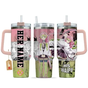 Mitsuri Kanroji 40oz Travel Tumbler With Handle Personalized Valentines Senpai Waifu Collection