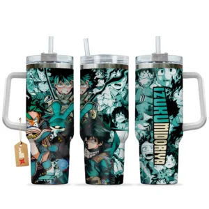 Izuku Midoriya (Deku) 40oz Tumbler Cup With Handle Custom Manga Art Personalized Name