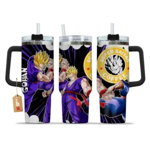 Gohan Adult Super Saiyan 2 Coffee 40oz Tumbler Cup With Handle Custom Personalized Name