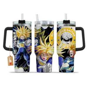 Future Trunks Ultra Super Saiyan Coffee 40oz Tumbler Cup With Handle Custom Personalized Name