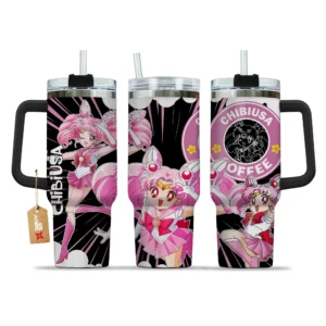 Chibiusa Coffee 40oz Tumbler Cup With Handle Custom Personalized Name