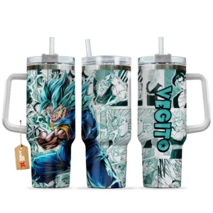 Vegito Anime 40oz Tumbler Cup With Handle Custom Manga Art Personalized Name