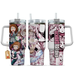 Ochako Uraraka (Uravity) 40oz Tumbler Cup With Handle Custom Manga Art Personalized Name