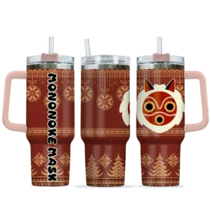 Princess Mononoke Mask 40oz Travel Tumbler With Handle Custom Anime Accessories