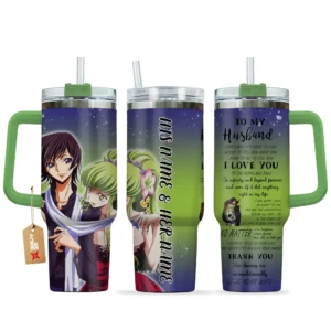 C.C. & Lelouch 40oz Travel Tumbler With Handle Personalized To My Love Valentines Collection